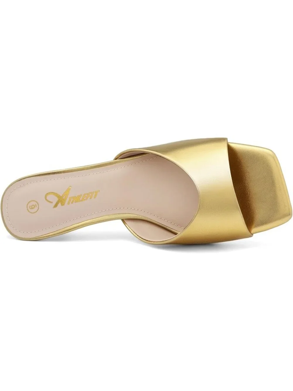 Women's Gold Sandals Square Open Toe Low Heels Comfortable Kitten Heels Shoes